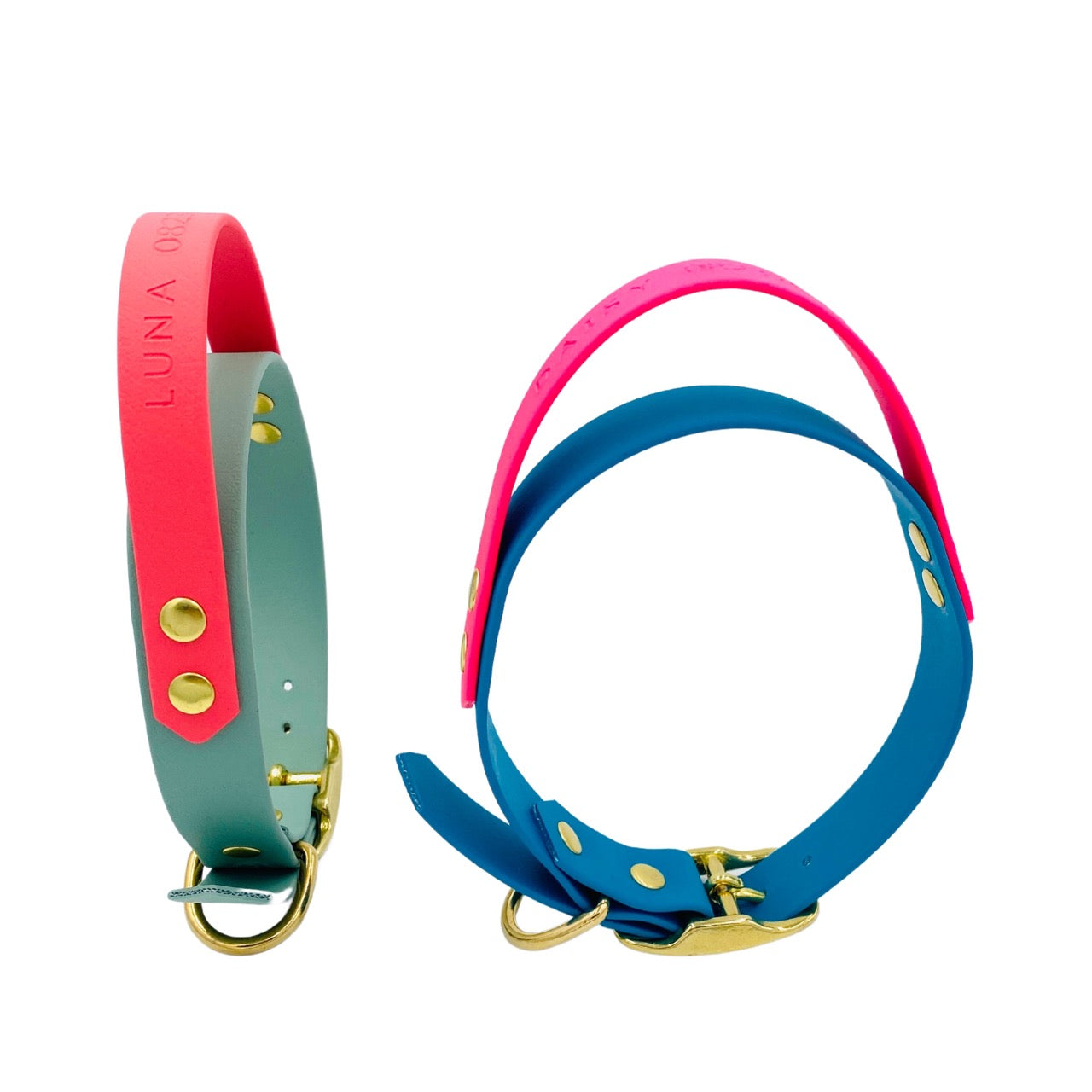 hondenhalsband met handvat gemaakt van biothane in leuke hippe kleuren