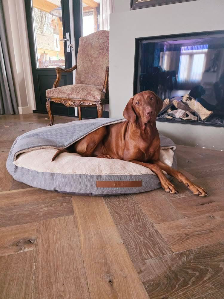 Lose Outdoor-Abdeckung für Hundehöhle | Grau und Offwhite