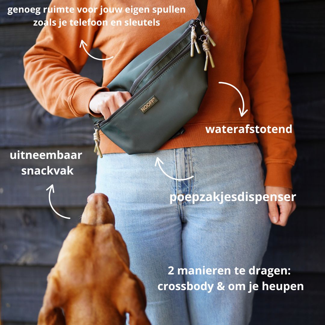 Hunde-Hüfttasche | Wasserabweisend | Abnehmbare Snacktasche | Olivgrün