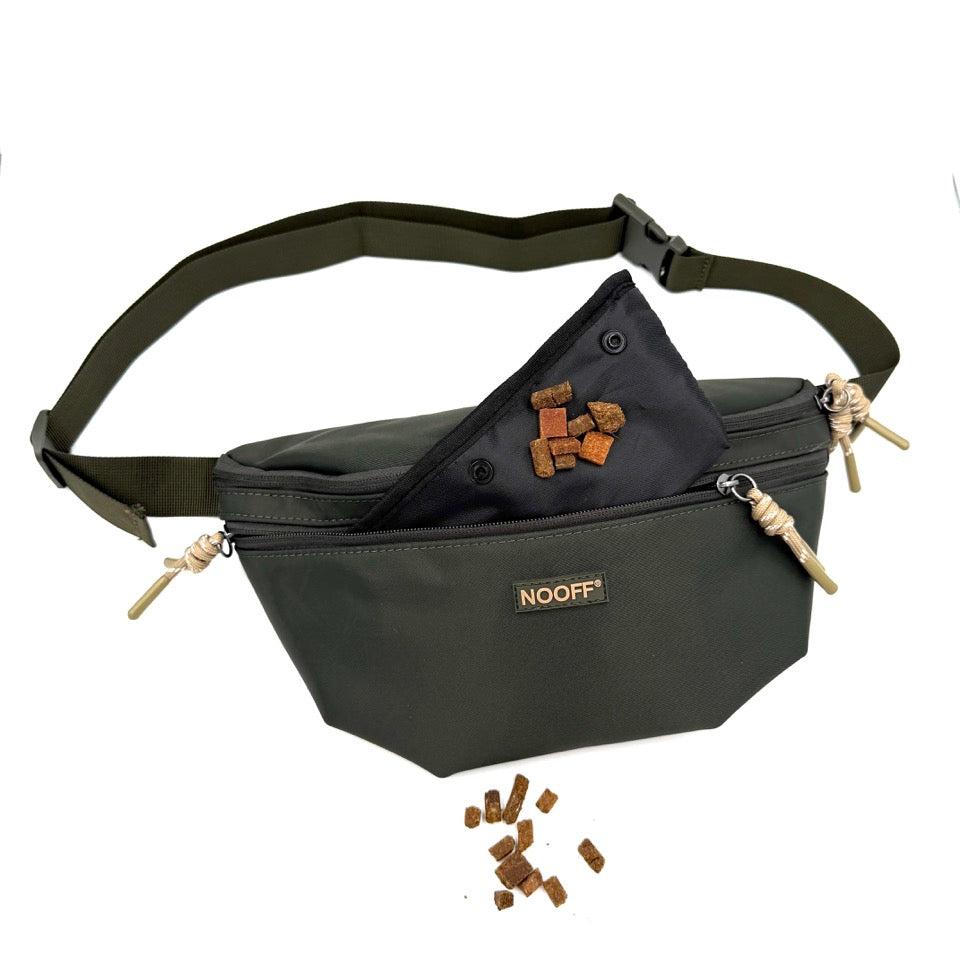 Hunde-Hüfttasche | Wasserabweisend | Abnehmbare Snacktasche | Olivgrün