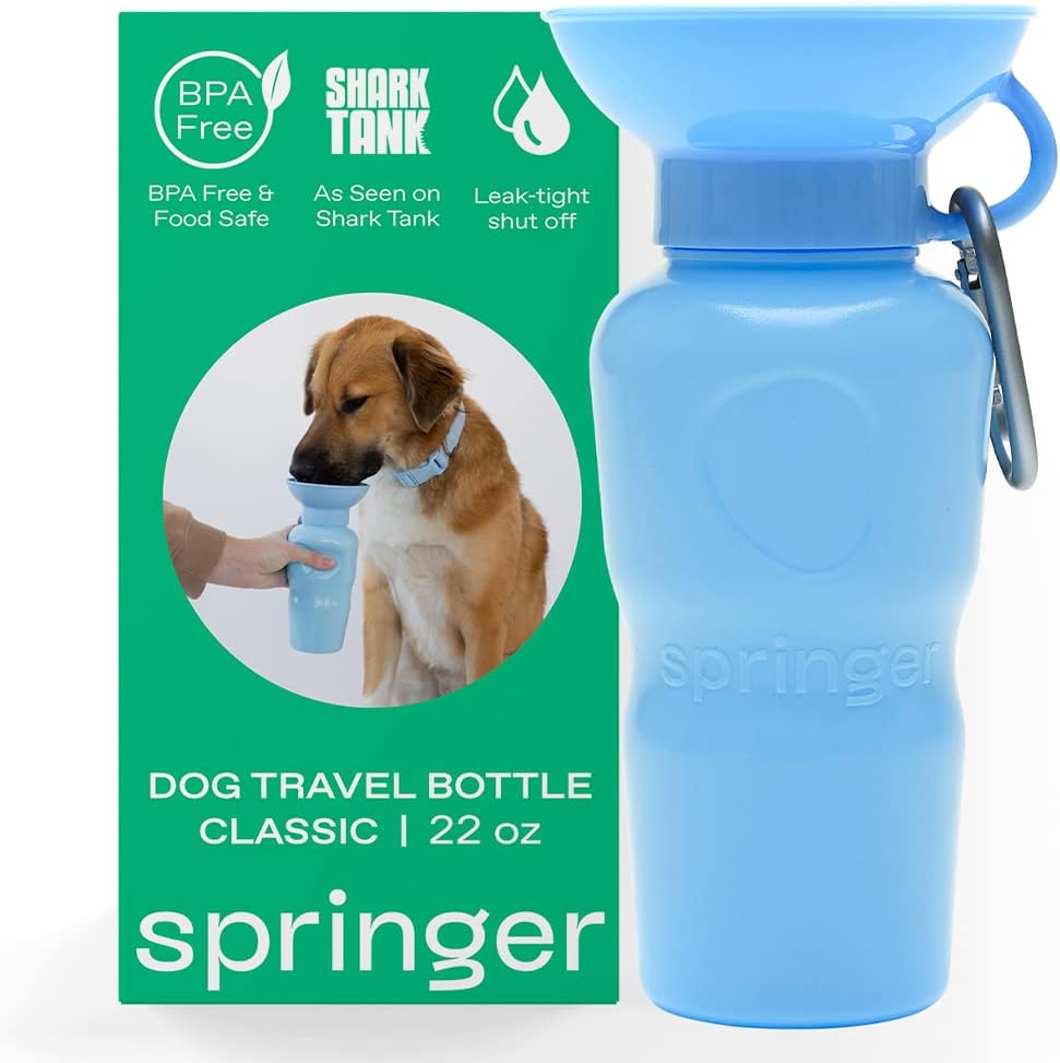 Hondendrinkfles lichtblauw merk Springer Classic 650ML lekdicht