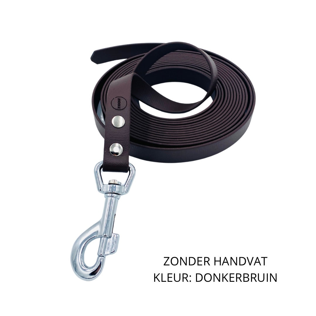 lange hondenlijn 8 meter  biothane in kleur donkerbruin