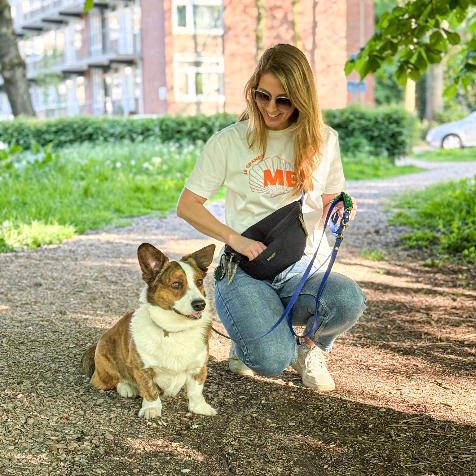 Heuptasje Hond met apart snackvak | Donkerblauw