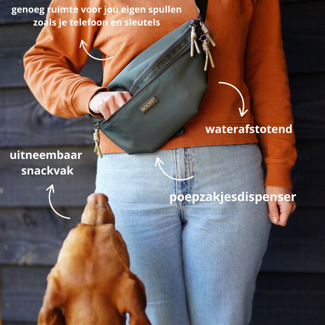 Dog Hip Bag with Separate Snack Compartment | Olive Green