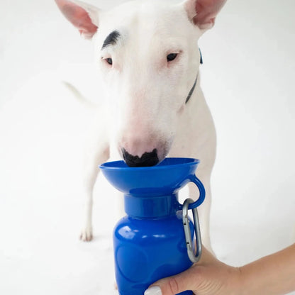 Hond drinkt uit Springer hondendrinkfles lekvrij blauw 650ML